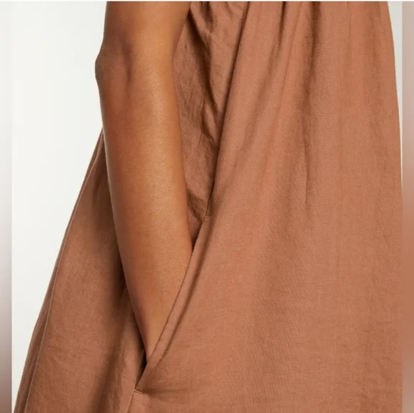 Everlane The Smocked Linen Dress Size XS Light Brown - Picture 5 of 14